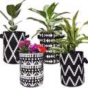 Darware 3 Gallon Grow Bags, Tall Style (Set of 4, Black & White Boho); Fabric Planter Bags in Geometric Design