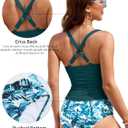 ZAFUL Womens Tankini Swimsuits Tummy Control Bathing Suits 2 Piece Swimwear with High Waist Swim Bottom, M