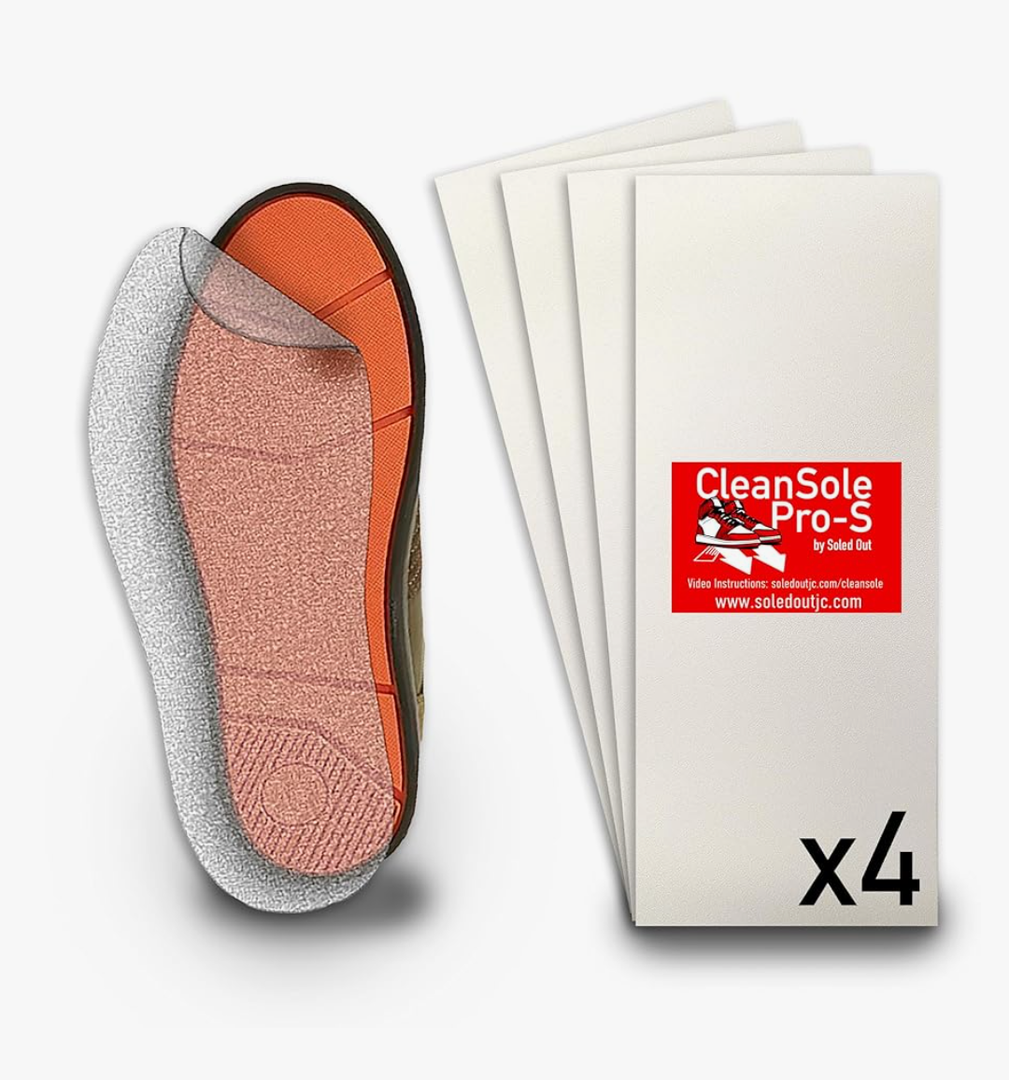 CleanSole Pro‑S Sole Protectors (4 Sheets) – U.S. Owned Brand – Peel & Stick Film for Sneakers, Dress Shoes & Heels – Outdoor Durable Scuff‑Free Shield