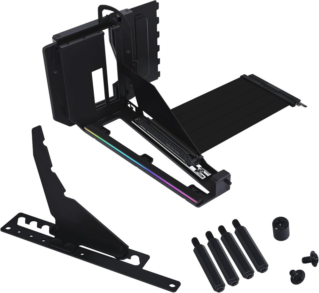 Lian Li ATX PC Case Multi-Directional 4 Slots Vertical GPU Kit V3 - Premium Gen 5 Riser Cable PCI-E 5.0 x16-155mm, PCIe 3.0/4.0 Compatible, Adjustable Position - (VG4v3 Black)