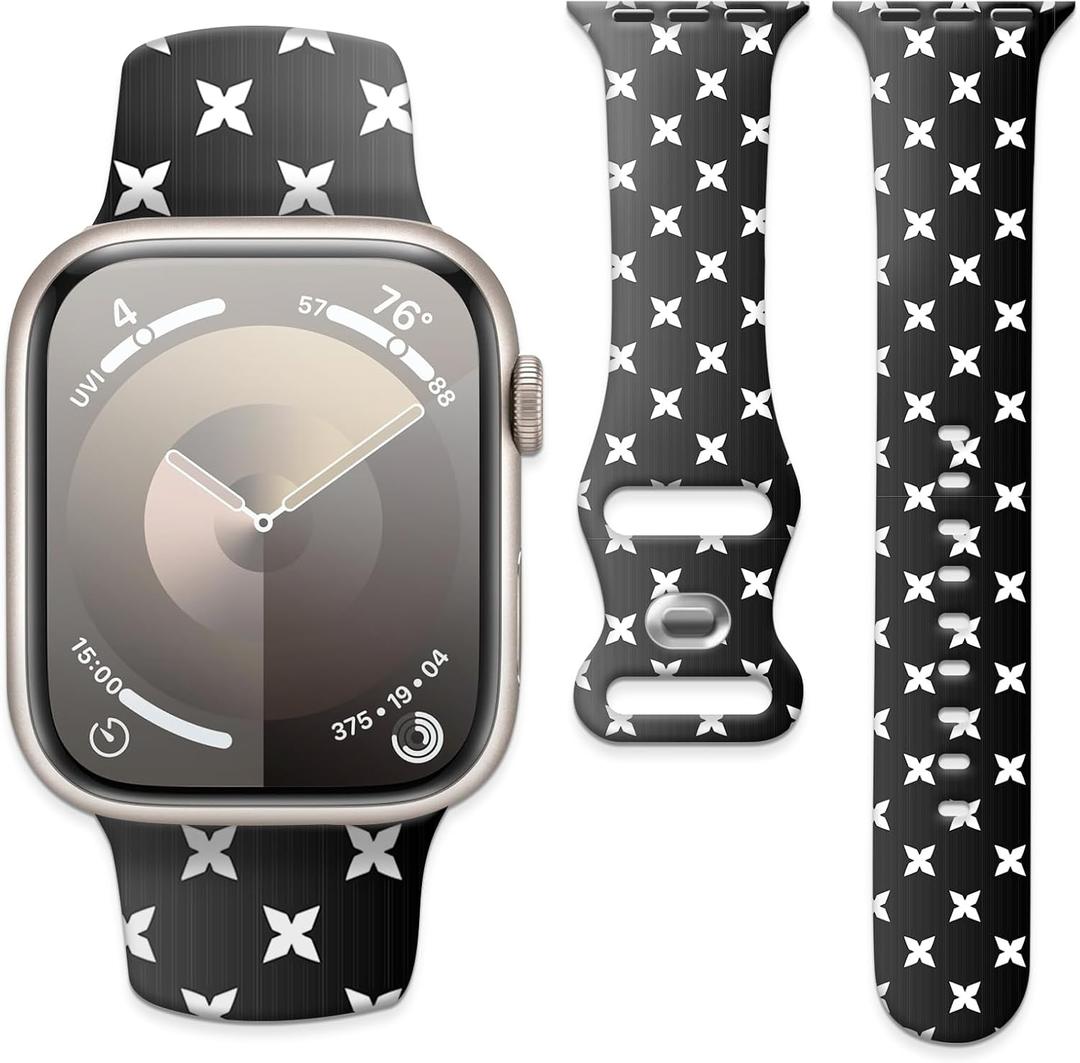 Sport Watch Band Compatible with Apple Watch 38mm 40mm 41mm, Waterproof Adjustable Soft Silicone Replacement Smartwatch Band for iWatch Series 10 9 8 7 6 5 4 3 2 1 Ultra for Women & Men