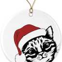 HTDesigns Santa Cat Holiday Ornament - Christmas Cat Ornament - Cat Lover Christmas Ornament Printed on Both Sides