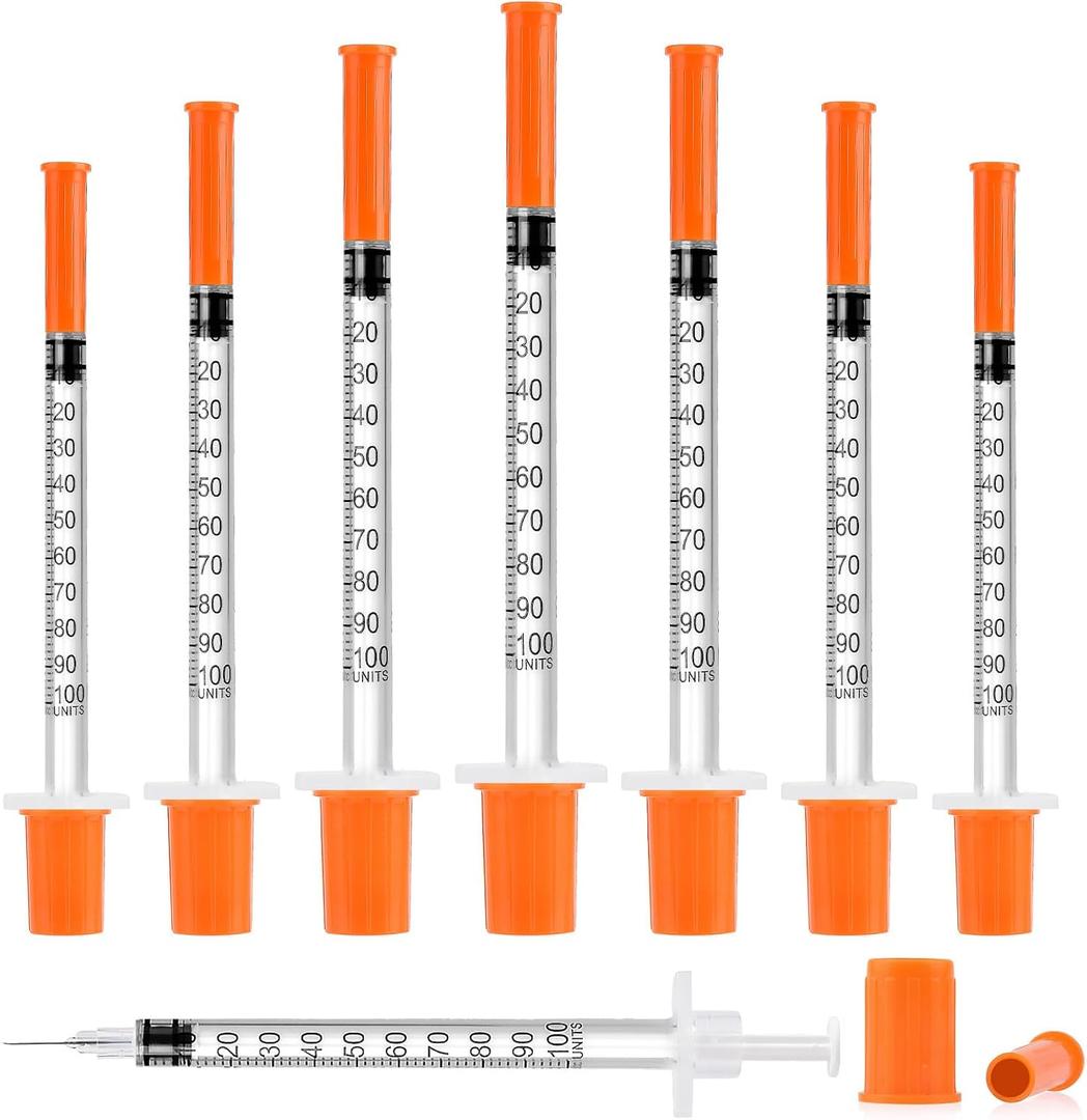 1ml/cc Syringes, 100 Pack U-100 31G 5/16" (8mm) Disposable Syringe