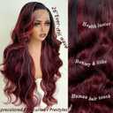 Burgundy Ombre 26 Inch HD Lace Front Wigs for White Women Black Women - Pre Plucked Body Wave Synthetic Wig with Tiny Knots 136 Pre Layered Natural Hairline Glueless Wigs Wear and Go