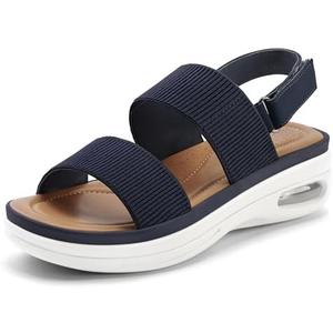 mysoft Women's Walking Sandals Comfortable Air Cushion Knit Elastic Ankle Strap Open Toe Platform Sandals Summer Shoes (Size: 7.5)