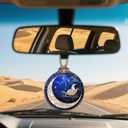 2 x Stained Glass Christmas Decorations, Santa Claus On The Moon Star Suncatcher for Window Christmas Tree Hanging Ornaments Blue Sun Catcher Xmas Decor Gifts for Women Men Mom Nana Friend (3.1x3.5 IN)