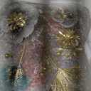 Wall Clock, Clocks for Living Room, Silent Wall Clock Decorative, 3D Retro Metal Ginkgo Leaf Design, for Office Bedroom Kitchen Clock(33''x18'') (Blue Color - Arab)