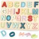 Zeoddler Alphabet Puzzles, ABC Preschool Learning Toys, Wooden Toys for Toddlers, Alphabet Shape Puzzles for Kids, Gift for Girls Boys
