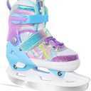 Nattork Girls Ice Skates for Kids 4 Size Adjustable Butterfly Ice Skate with Fleece Lining for Outdoor & Rink M