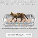 Stainless Steel Sifting Cat Litter Box for Pine Pellets, XL Extra Large Metal Cat Litter Box Sifter Pan with Litter Scoop, Low Dust, Odor Control, Easy Cleaning, 23.6" L x 15.7" W x 6" H