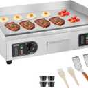 VEVOR Upgraded Commercial Electric Griddle, 2800W Stainless Steel Countertop Flat Top Grill, 26'' Griddle Grill with 2 Shovels and 2 Brushes, 122-572  Adjustable Temp, for Home Restaurant(No Plug)