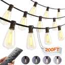 Addlon 200(50FT*4) Outdoor String Lights with Remote LED Edison Waterproof | Plastic ST38 Shatterproof Bulbs, Extra Long Lighting, Hanging for Patio Outside Backyard Pergola Bistro Porch Garden Party