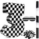 Lewtemi Race Car Number Piata Small Checkered Race Car Birthday Party Decoration Black and White Racing Piata with Stick Confetti Eye Mask for Celebration 15.3 x 10.6 x 2.8 Inch(Number 3)