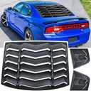 Rear+Side Window Louver for Dodge Charger 2011-2024 SXT GT R/T Scat Pack SRT Hellcat Widebody Redeye Daytona Windshield Sun Shade Cover GT Lambo Style Custom Fit All Weather ABS (Matte Black)