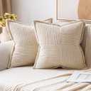 MIULEE Decorative Boho Striped Textured Corduroy Pillow Covers (Pack Of 2)
