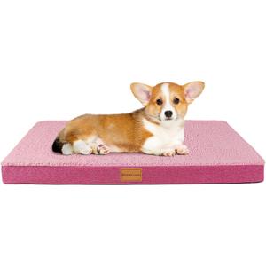 Patas Lague Orthopedic Dog Bed for Small Dogs, Soft Comfortable Waterproof Egg Crate Foam Small Pet Beds Mat with Removable Washable Cover, 20''X15'' Pink