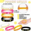 Dingion 48 Pieces Softball Accessories Set Includes 24 Softball Bracelets Wristband Silicone Bracelet 24 Hair Ties Sports Elastic Headband