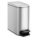 TIPGO Slim Bathroom Can with Lid Soft Close, Step Pedal, 6 Liter / 1.6 Gallon Stainless Steel Bin, Small Garbage Cans for Bedroom, Office, Kitchen (Silver)