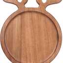 15"x12" Large Acacia Wood Christmas Decorative Veggie Tray Round Serving Platters Wooden Cheese Charcuterie Board Xmas Dinner Plate Dish Festive Fruit Tray Charger Plates for Christmas Holiday Platter