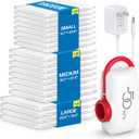 20 Pack Vacuum Storage Bags for Travel, Space Saver Seal Bags with High Pressure Electric Pump, Compression Packing for Luggage and Suitcase