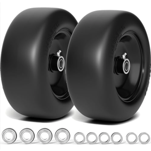 11x4.00-5 Lawn Mower Tires Flat Free, Zero Turn Mower Front Tires, 11x4-5 Solid Mower Wheel for Residential and Commercial, 3/4" and 5/8" Bearing, 3.4"-5" Center Hub, 2Pack Gray, 350Lbs