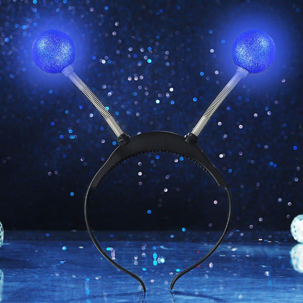 Sixexey Light Up Alien Headband LED Martian Hair Band Antenna Hair Accessories for Women (Blue, One Size, Pack of 1)