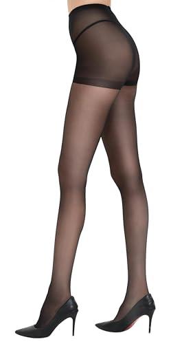DUCMODA Unbelievable Durability Sheer Tights for Women, 20D High Waist Stocking, Rip Resistant Strong Pantyhose-1 Black-XL, Pack Of 4