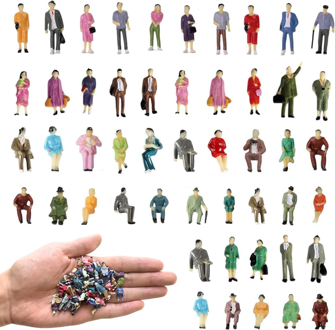 60 Pcs Mini People Figurines 1: 87 Scale Miniature People Figurines Sitting and Standing Tiny People Model Architectural Figures for Miniature Scenes Dollhouse