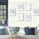 2 x 6Pcs Christian Floral Poster Wall Art Inspirational Bible Verses Flower Market Psalm Quotes Painting Picture Wall Decor Blue Bow Aesthetic Canvas Print Artwork for Bedroom Church Home Decoration