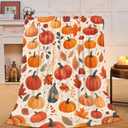 Fall Pumpkin Blanket Autumn Pumpkin Fleece Throw Blanket Super Soft Warm Cozy Fuzzy Plush Flannel Blanket Gifts for Girls Women Kids 40"X50"
