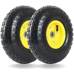 AR-PRO (2 Pack) 4.10/3.50-4 Tire and Wheel, Replacement 10-Inch Pneumatic Tire with 5/8" Bearings and 2.2" Offset Hub, Compatible with Hand Truck, Wheelbarrow, Wagon, Gorilla Carts
