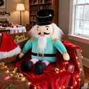 Lanpn Nutcracker Christmas Pillow Nutcracker Pillow Christmas Decoration Winter Throw Cushion for Sofa Living Room Bedroom Xmas Decor (23x31 inch, Blue)