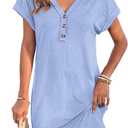 MOLERANI Women's Casual T Shirt V Neck Dress Mini Sundresses 2026 Summer Button Short Sleeve Dresses