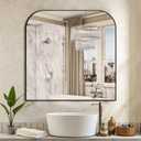 Bathroom Vanity Mirror,30" x 30" Black Metal Framed Wall Mirror for Over Sink, Living Room, Bedroom,Entryway Decor