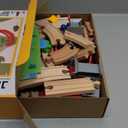 SainSmart Jr. Wooden Train Set for Toddler, Double-Side Wood Train Track with 4 Trains Fits Brio, Thomas, Melissa and Doug, Toy Railway Kit for Kids Ages 3+