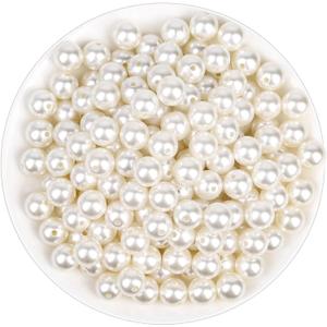 Pearl Beads for Craft, Anezus 200pcs Ivory Faux Fake Pearls, 12 MM Sew on Pearl Beads with Holes for Jewelry Making, Bracelets, Necklaces, Hairs, Crafts, Decoration and Vase Filler