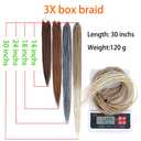 6 Packs/Lot (14/18/24/30) inch 1cm 20 Strands/Pack Thin 3X Box Braid Crochet Hair Extensionin Diameter 3X Synthetic Braid Hair Extensions Crochet Braids Hair Color(30Inch T1B/30)
