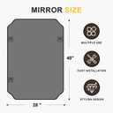 Vanity Bathroom Mirror, 28" x 40" Black Scalloped Mirror for Wall