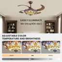 48'' Tiffany Retractable Ceiling Fan, Stained Glass | APP & Remote Control, Dimmable Chandelier Fan, Tiffany Fandelier for Large Living Room Dining Room Bedroom Kitchen