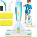 Spray Mop for Kids, Toddlers Cleaning Sets with Real Water Sprayer, Kids Mop Toys, Montessori Cleaning Set, Christmas Birthday Gifts for Boys Girls Age 3 4 5 6, Green