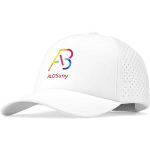 Men Adjustable Baseball Cap with Curved Breathable Quick-Drying Laser-Cut Mesh Back Closure Hat (White)