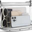 Wuflyover Clear Bag for Stadium Events, Clear Purses for Women, Stadium Approved Crossbody Bag (Silver)