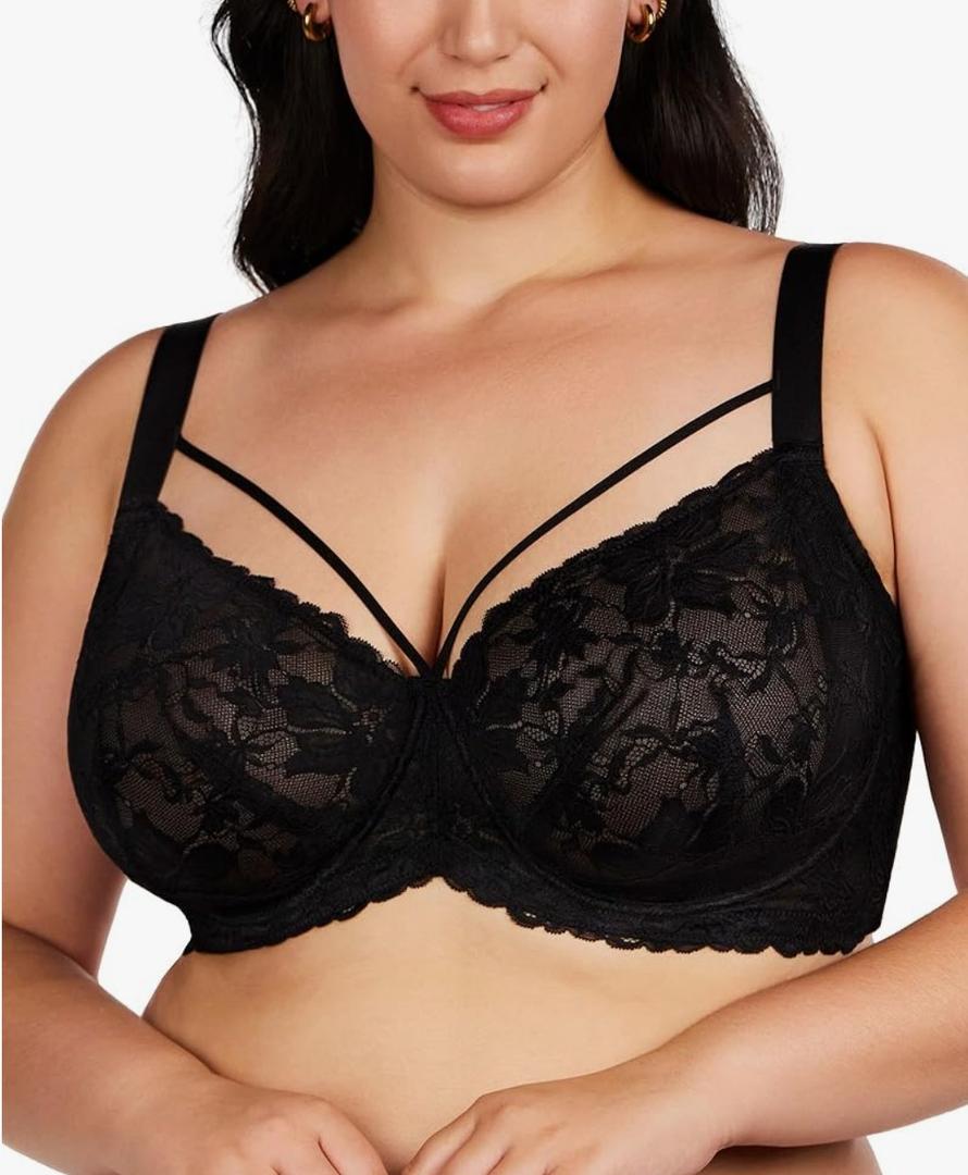 HSIA Minimizer Bras for Women Full Coverage, Unlined Lace Sexy Plus Size Underwire Bra for Large Breasts 34G