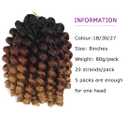 Wand Curl Crochet Braids Hair Jamaican Bounce Crochet Hair 8 Inch Wand Curl Jamaican Braids Ringlet Twist Hair Extension Crochet Hair (5 PCS, 1B/30/27)