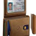 BULLIANT Men Wallet, Slim Leather Wallet Front Pocket Card Holder Gift For Men 11 Slots RFID Blocking (Tiger Eye4768)