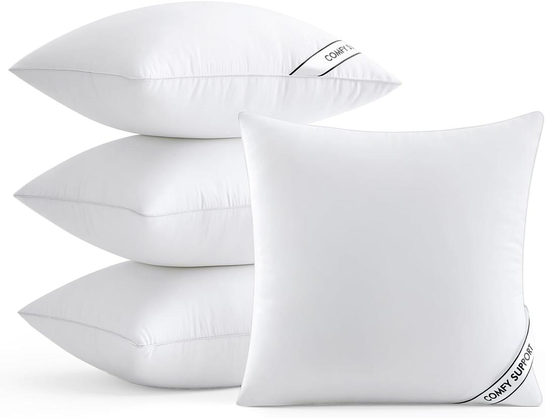 MIULEE 18x18 Inch Pillows Inserts, Pack of 4 Down Alternative Virgin Filling Comfy Support Throw Pillows for Sofa Couch Bed