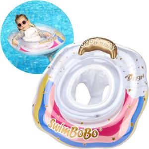 Swimbobo Inflatable Baby Swimming Float with Safe Seat for Age 6-36 Months Toddler (Rainbow)