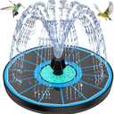 Solar Fountain Cyan Flower, Upgrade 3.5W Solar Bird Bath Fountains, Solar Powered Water Fountain with 7 Nozzles, 4 Fixed Pipes for Hummingbirds, Bird Bath, Garden, Pool, and Pond (Blue)