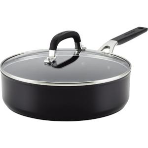 KitchenAid 84804 Hard Anodized Nonstick Saute/Fry Pan with Lid, 3 Quart - Onyx Black