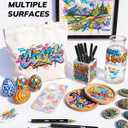 JusArt Acrylic Brush Markers, 96 Colors Brush Tip Acrylic Marker Set, 48 Dual-Tip Water Based No Bleed Markers with Automatic Ink Control for Wood, Rock, Fabric, Canvas, Glass, Eggs & DIY Crafts